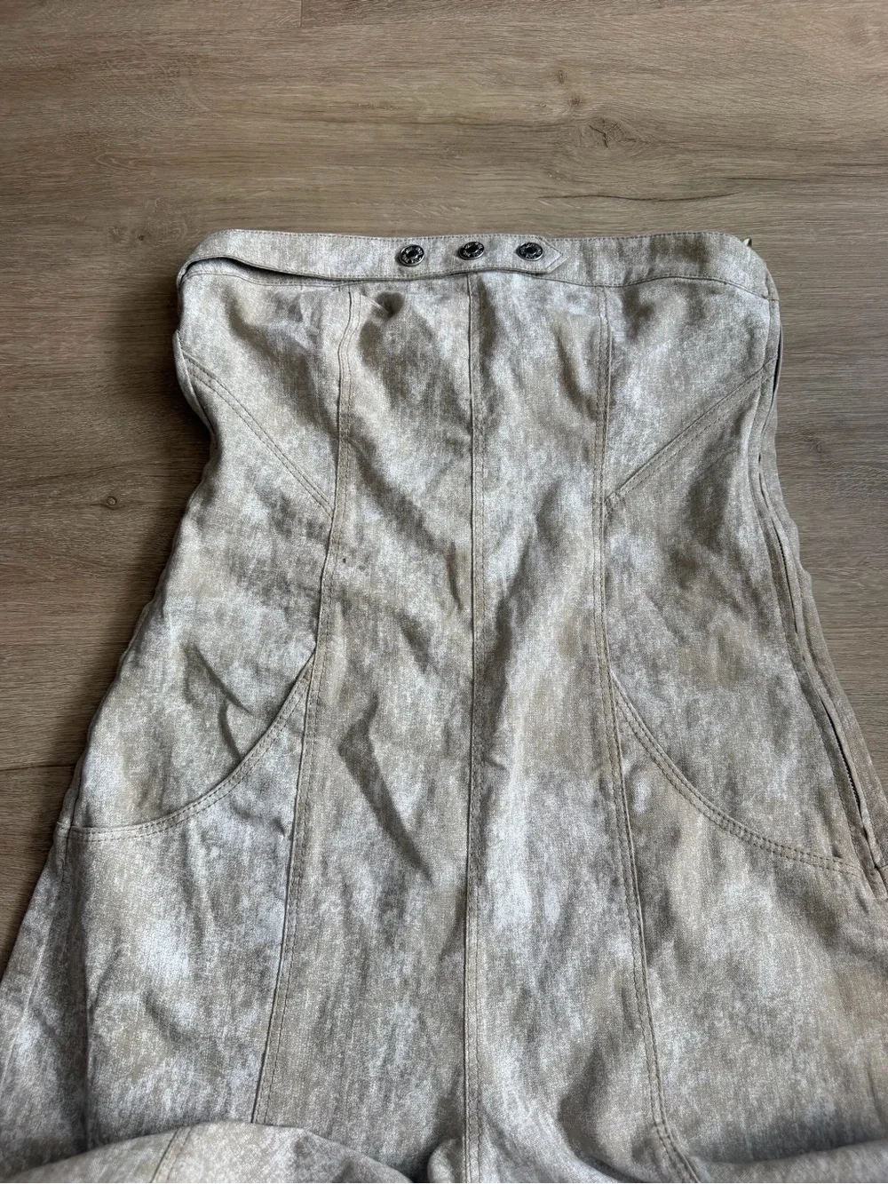 ZARA Printed linen blend jumpsuit Strapless Wide Leg Resort SZ M